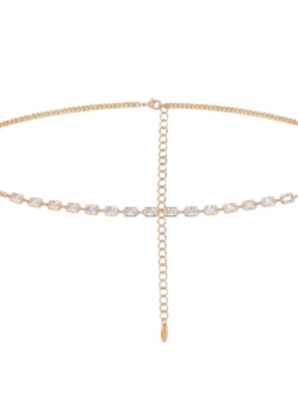 REVOLVE Ettika Gold Crystal Link Chain Belt, Sz M